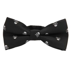 Hello Tie Men's Bowtie Skull Pattern Design Bow Ties, White Skull, One Size