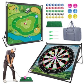 Mirthoza Golf Chipping Game with 6 Large + 30 Small Sticky Balls, Large Dual-Sided Sticky Golf Games Pro Battle Mat, Portable Practice Game for Dads and Junior Golfers - Indoor and Outdoor (No Club)