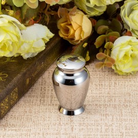JSDDE Mini Stainless Steel Urn Waterproof Memorial Urn Keepsake Urn Memorial Funeral Keepsake Urn Keepsake for Safe Storage of Ashes (Style 1)