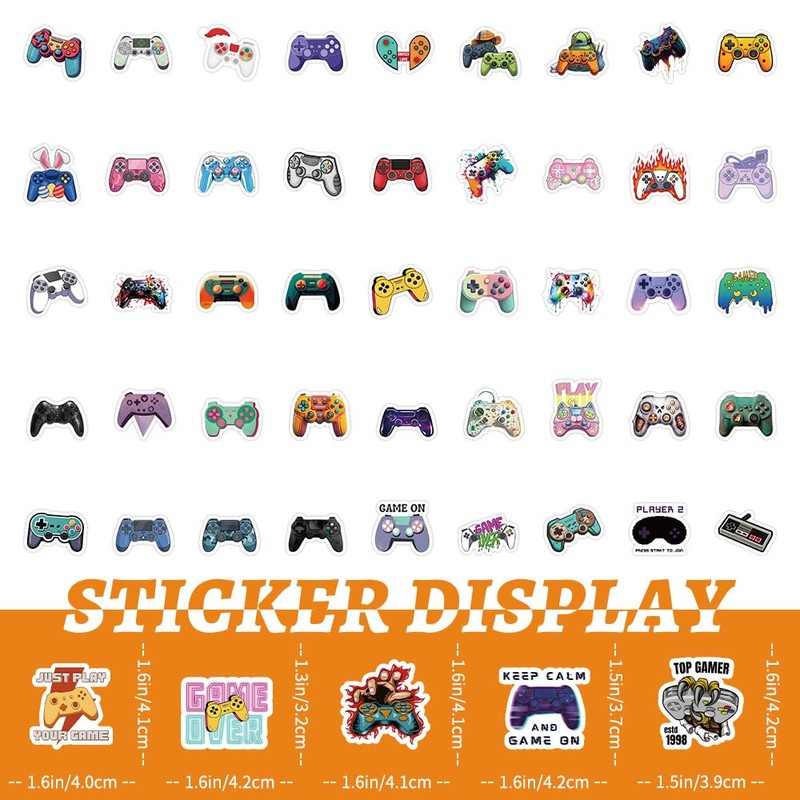 100PCS Small Sized Gamepad Stickers, Cool Classic Game Remote Control