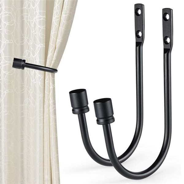 Tiardey 2 Pcs Curtain Hold backs, Metal U Shaped Hook