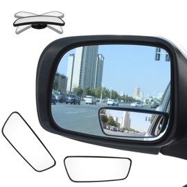 GIVEUBED Blind Spot Mirror, Framed Rectangular Blind Spot Car Mirror, Upgrade HD Glass Wide Angle Mirror, 360° Adjustable Convex Rear View Mirror for Universal Car,Car Side View Mirror Blindspot, 2PCS