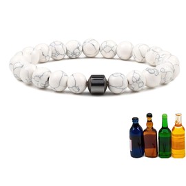 JWIGP Anti Alcohol Bracelet, Glare International Anti Alcohol GM Bead to Reduce The Urge to Drink Relieve Anxiety and Stress Bracelets for Women Men (1pcs-White turquoise)