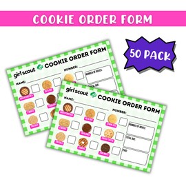 Scout Cookie Order Forms | 50 pk 5.5 x 8.5” Papers Green Checkered Thanks For Supporting Troop Number Enjoy Your Girl Cookies Troop Leader Daisy Brownie Junior Cadette Cookie Dealer Supplies
