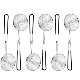 Fondue Sieve Set Stainless Steel Strainer Set Stainless Steel Kitchen Strainer with Handles Slotted Spoon Strainer Fondue Strainer Fondue Accessories Strainer Spoon for Fondue Parties Spaghetti Fondue