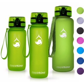 coolrhino Trinkflasche 650ml für Sport, Outdoor, Schule, Fitness & Kinder - Wasserflasche auslaufsicher und Bpa frei - Flasche für Kohlensäure geeignet (Rhino Yellow, 650ml)