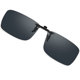 SOXICK Clip-on Polarized Sunglasses, Sunglasses, Clip, One-Touch Attachment, Attaches to Glasses, Square Sunglasses, Black