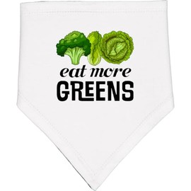 inktastic Eat More Greens Broccoli Cabbage Baby Bandana Bib White and Black 35712