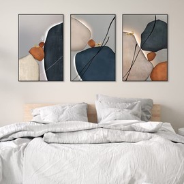 Black Frame Canvas Wall ArtSet of 3 Large Size Modern Minimalist Abstract Oil Paintings Posters & Prints Male and Female Living Room Bedroom Kitchen Office Bathroom Aesthetic Wall Decor (24" x 32")