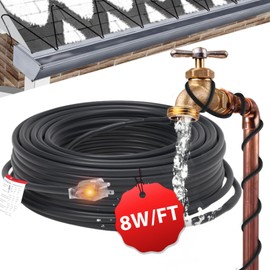 HEATIT 8JHSF1 75ft Heat Tape for Roof and Gutters, Gutter Deicing Cable with 10ft Lighted Plug, Water Pipe Heat Cable, for Ice Dam & Pipe Freeze Protection, ETL Listed 8W/ft 120V
