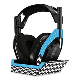 MightySkins Carbon Fiber Skin Compatible with Astro A50 Wireless Headphones + Base Station (Gen 4) - Baby Blue Chevron | Protective, Durable Textured Carbon Fiber Finish | Easy to Apply