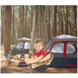 Outdoor Travel Camping Sport Hammock, Army Green Net Mesh Nylon Sleeping Bed Swing with Hooks for Garden Beach Camping Hunting Hiking Traveling (Green)