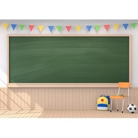 CORFOTO Fabric 10x6.5ft Back to School Chalkboard Digital Classroom School Picture Backdrop for Photography Teaching Online Class Photoshoot Props