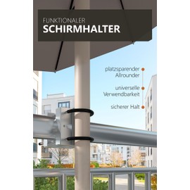 Menz Parasol Holder Balcony Railing – Stainless Steel Umbrella Holder Balcony Railing as Compact Parasol Stand Balcony, Flexible Mountable Parasol Holder Balcony