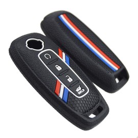 Striped Silicone Remote Key Fob Case Cover Protector for Nissan Rogue SL Ariya FWD Pathfinder X-Trail Sentra SR SL Armada Murano Kicks Leaf 2023 to 2026