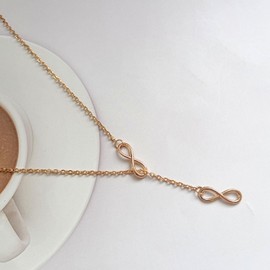 Faruodis Cross Infinity Pendant Necklace Boho Leaf Lucky 8 Lariat Y Shape Necklace Chain Vintage Jewellery for Women Ladies, Metal