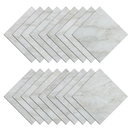 Wallercity Shiny White/Gray Peel and Stick Floor Tiles 18-Pack Self Adhesive Waterproof Vinyl Flooring Planks for Kitchen Bathroom Bedrooms 12x12 Inch Stick on Floor Tiles Linoleum Flooring Sheets