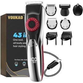 Voukad Beard Mustache Trimmer with 5 Attachments, 40 Adjustable Precisions, Waterproof, 240 Min Runtime - Personal Body Hair Trimmer for Men & Women Gift Choice