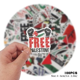 LHOEST Pack of 100 Palestine Stickers, Palestine Stickers, Free Palestine Stickers, Palestine Car Stickers for Laptop, Water Bottle, Guitar, Bicycle