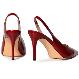 Red Slingback Heels for Women Pointed Toe Stiletto Heel Closed Toe Pumps Slip on High Heels 2.95 inch Dress Pumps 6.5