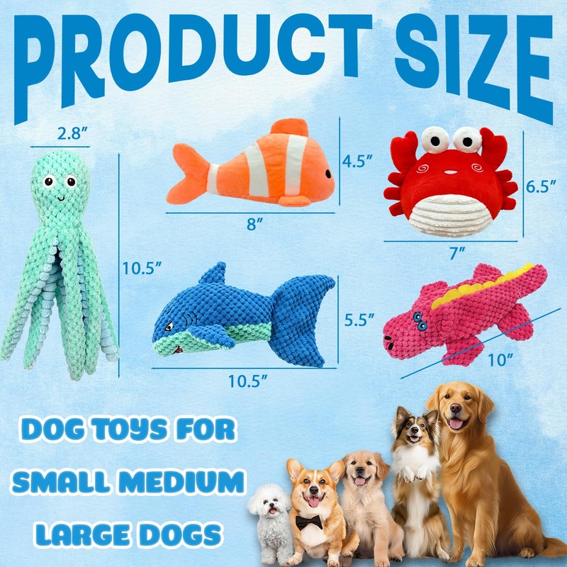 MRSOHRET Dog Squeak Toys for Aggressive Chewers, Crinkle Puppy Chew