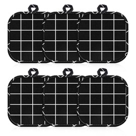 6 PCS kitchen pot holders, Black checkered pot holders for kitchen,pots holder for kitchens clearance, Multipurpose Trivets for Kitchen Cooking