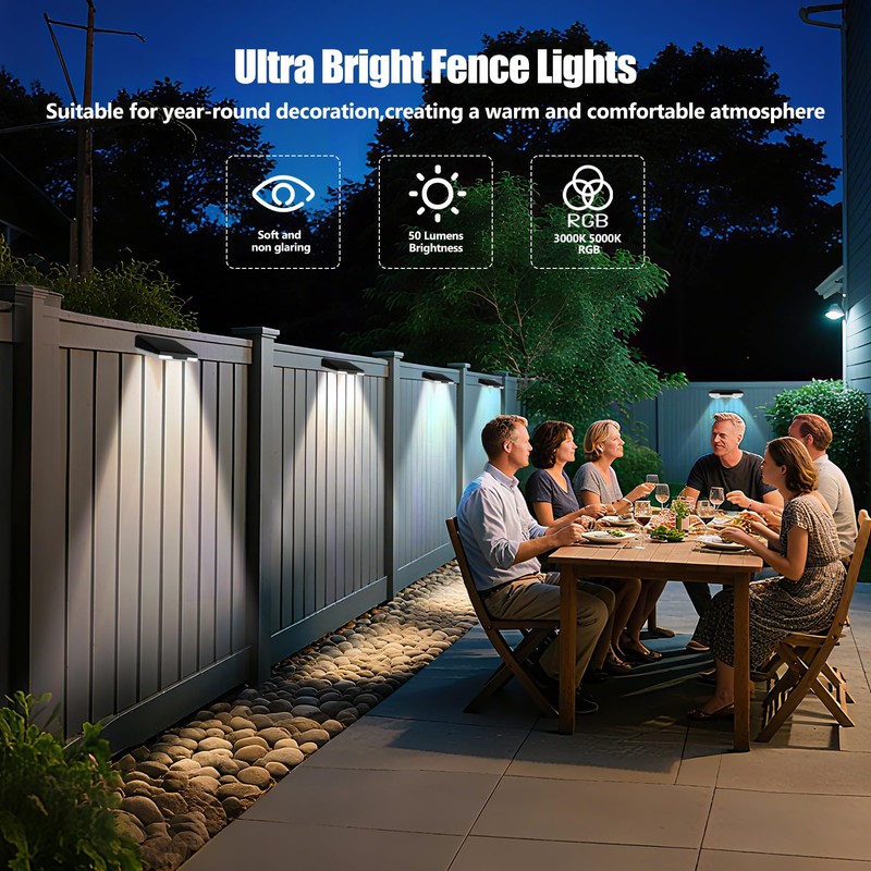 Hobychild Solar Fence Lights Outdoor，8 Pack IP65 Waterproof Fence Lights