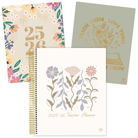 bloom daily planners 2025-2026 Academic Year Teacher Planner & Calendar - 7 Period Lesson Plan Organizer Book for Classroom or Homeschool - 9" x 11" (Interchangeable Cover) - Cool Tones