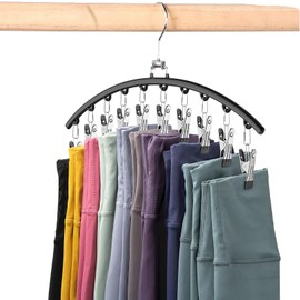 NOVANO Legging Organizer for Closet Rotatable,Pants Hangers with 10 Clips,Upgrade Legging Organizer for Closet，Leggings/Shorts/Jeans/Skirts Pants Hangers Space Saving Closet Organizers and Storage 1pc
