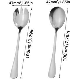 LATRAT Set of 2 Salad Servers, Serving Utensils, Spork, Stainless Steel, Salad Servers Set Made of Stainless Steel, for Restaurants, Hotels, Parties, Buffets (Silver)
