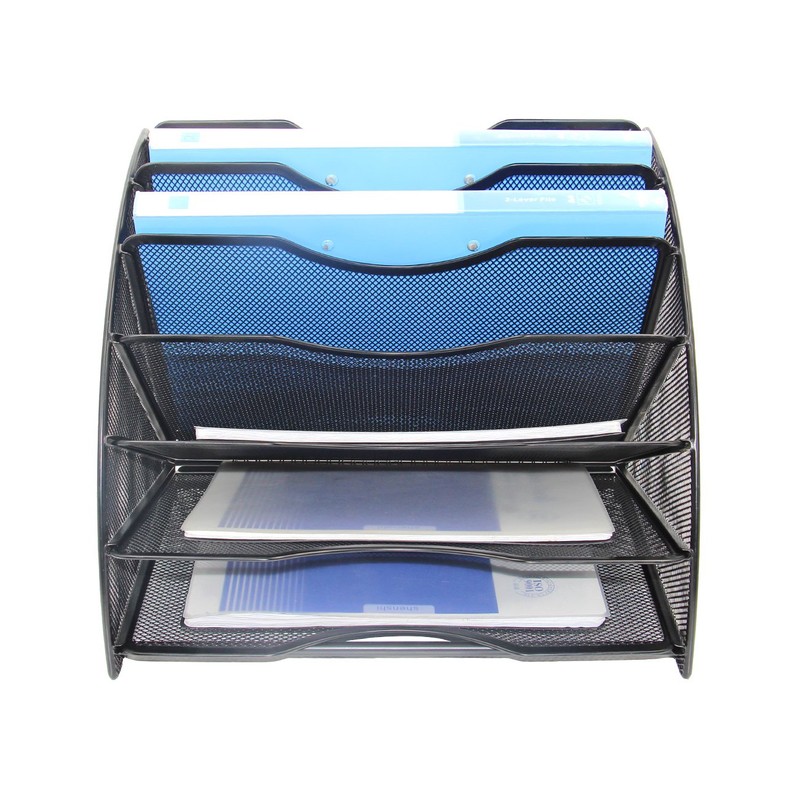 EasyPAG Desk File Organizer, 6-Section Vertical File Folder Holder Stand,