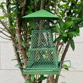 Large Bird Feeders for Outdoors Hangings - 3-Layer House Birdfeeder Metal Bird House - Metal Bird House Heavy Duty Bird Feeders for Garden Yard Outdoor Decoration, Finch Wild Bird