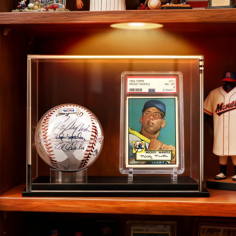 Acrylic Display Case Box for Baseball and Cards, Dual Baseball