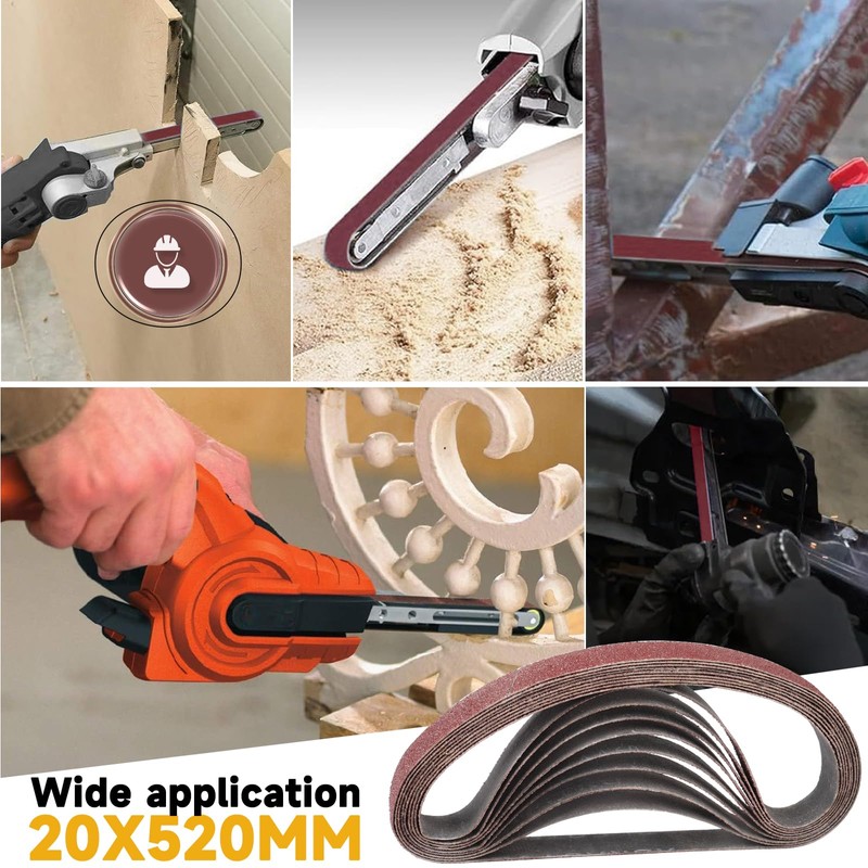 STEBRUAM 12PCS Sanding Belt 20 x 520 mm 240 Grit