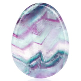 Hxswkk 1.7inches Rainbow Fluorite Thumb Worry Stone for Anxiety Palm Stone Hand Carved Therapy Chakra Stones Pocket Gemstone Home Decor Gifts