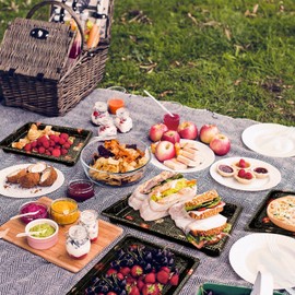 Mbsomnus Pack of 20 Meal Prep Boxes, Plastic Serving Platter with Lid, Reusable Meal Prep Food Box, Meal Prep Boxes, Food Container for Party Meals, Buffets, Sushi (26 x 19 x 5 cm)