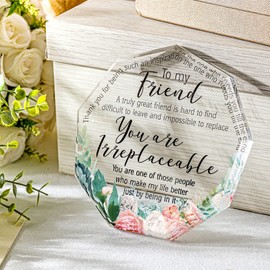 Spiareal Friends Gifts for Women Friendship Bestie Plaque for Female Best Sunflower Flower Sister Gift Christmas Birthday Thank You Gift for Women Acrylic Friendship (Simple Nonagon Style)
