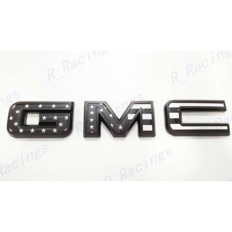 Auto Front Only Black USA Flag Emblem Overlay 2019-2025 GMC