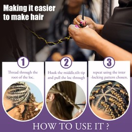 Dreadlock Retightening Tool, Interlocking Crochet Needle Set, Dual Ended Metal Needles for Locs and Sisterlocks (Black 1-Pack)