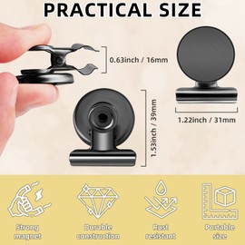 GRTARD 6 Pack Magnetic Clips Strong Refrigerator Magnet Clips with Anti-Scratch Sticky Pads, Clips Magnets for Fridge, Whiteboard Magnets Clips Fridge Magnets Clips for Home, Kitchen & Office(Black)