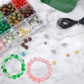 Beads for Bracelets, Beads for Threading, 15 Grid Gemstone Beads Set, Gemstones for Crafts, Gemstones for Threading, Gemstone Beads 8 mm Jewellery Beads for Crafts, Gemstones Set