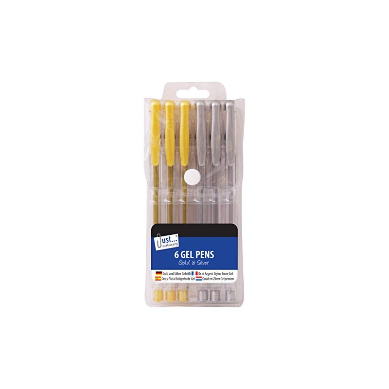 Just stationery Gel Ink Pen - Silver/Gold (Set of 6),