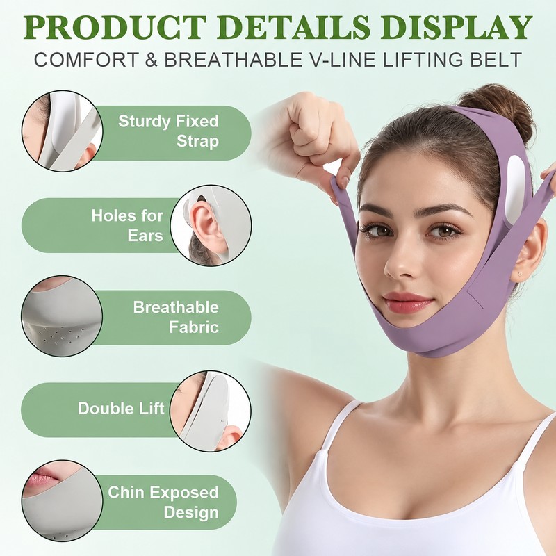 Reusable Overnight Jawline Support Band – Washable PU Face Wrap