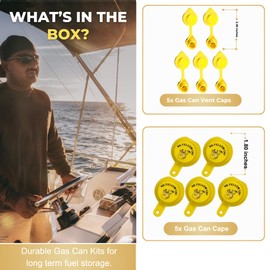 5pcs Gas Can Cap & 5pcs Yellow Gas Can Vent Caps - Fuel Can Vent Caps, Vent Caps For Gas Cans For Plastic And Metal Fuel Jugs, Fuel Gas Can Vent Caps, Fuel Tank Vent Cap, Yellow Vent Cap For Gas Can