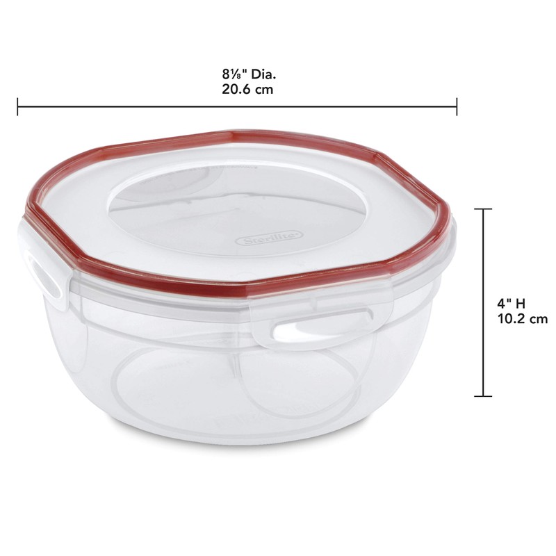Sterilite Ultra-Seal 2.5 Qt Bowl, Airtight Food Storage Container, Plastic,