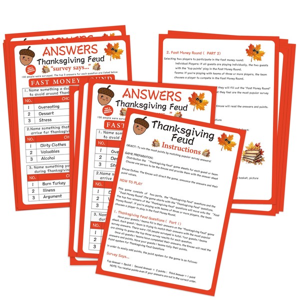 Thanksgiving Friendly Feud Game, Family Feud Quiz, Feud Trivia Quiz