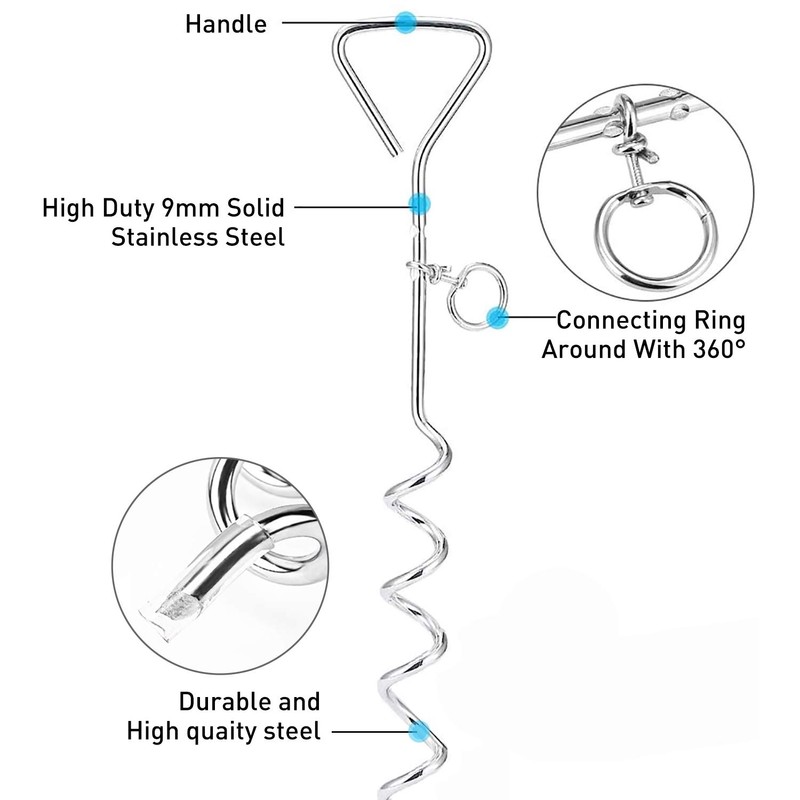 Dog Tie Out Cable and Stake, Outside Dog Leash&Chain for