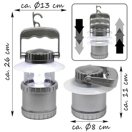Tronje LED Camping Light Tent Lamp 13 x 26 cm Emergency Garden Light Storm Lantern Silver