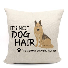 It's Not Dog Hair It's German Shepherd Glitter Throw Pillow Cover, Dog Lover Gifts, German Shepard Lovers Gifts, German Shepherd Gifts, 18 x 18 Inch Linen Cushion Cover Decoration for Sofa Couch Bed
