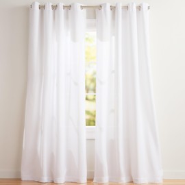 EXCLUSIVE HOME Loha Linen Grommet Top Curtain Panel Pair, 54"x108", Winter White